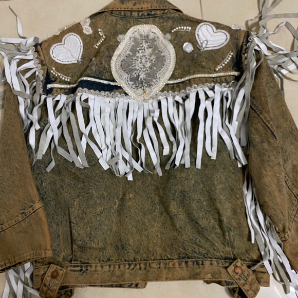 Havoc VINTAGE Cowgirl Denim Jean Jacket Fringes - Picture 7 of 12